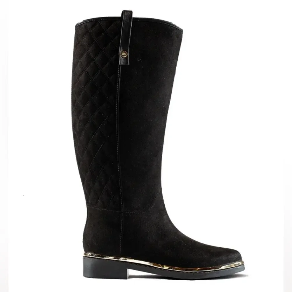 NWT - WET KNOT - Faux Suede Waterproof Equus Quilted High Shaft Boots